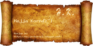 Hejja Kornél névjegykártya